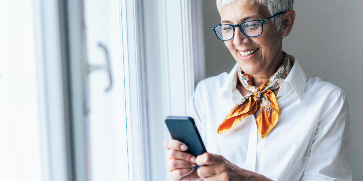 Woman texting on phone- decorative